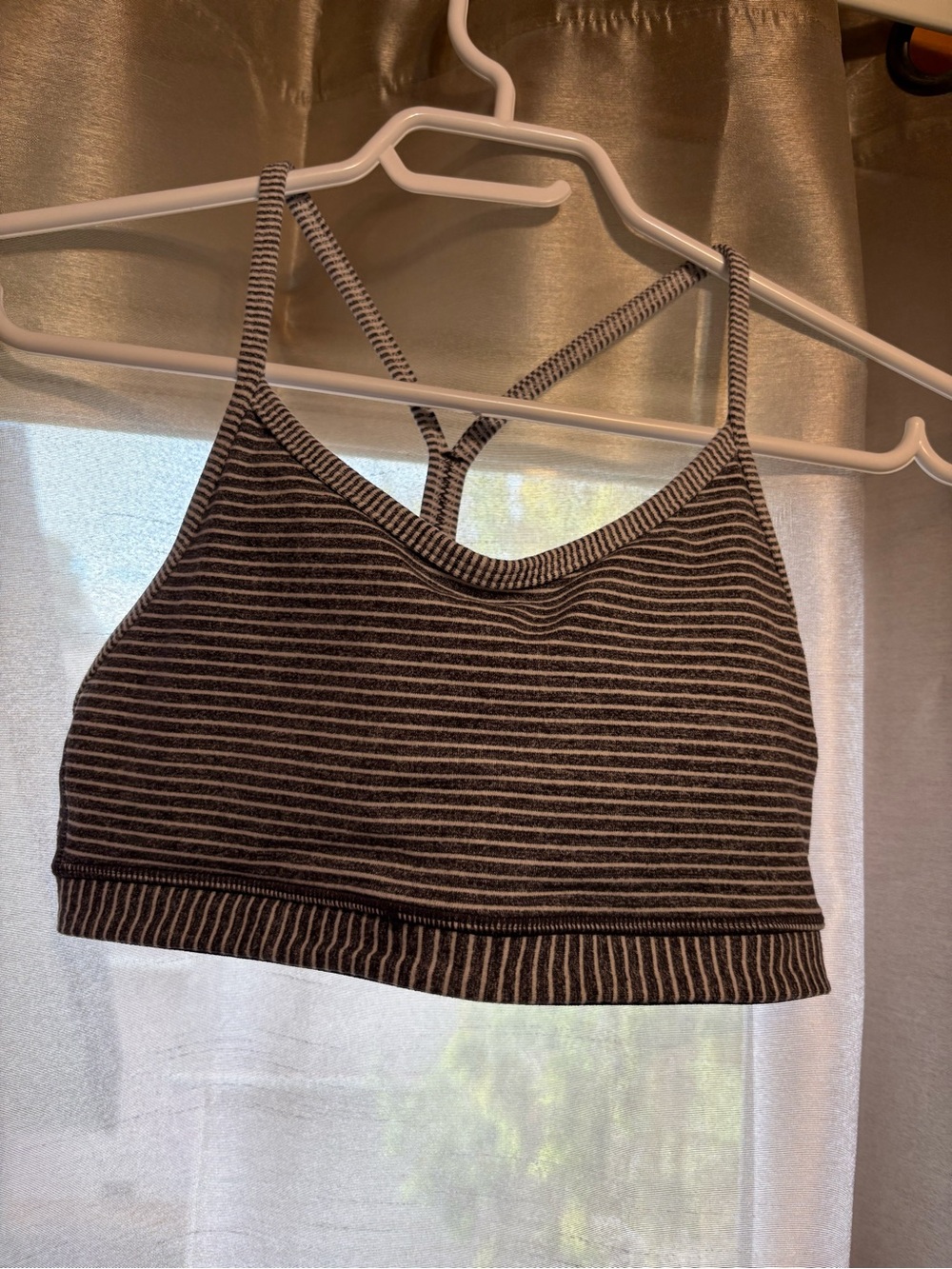 lululemon Gray and White Striped sports bra size 4
